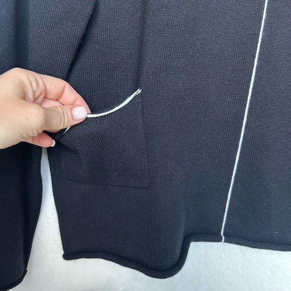 Elliot Lauren Black & White Cotton Cashmere Long Sleeve Sweater Size Medium - Picture 7 of 8